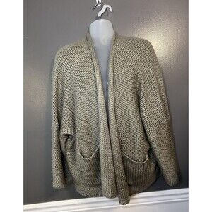 Moca Sweater Womens One Size Beige Taupe Chunky Knit Open Front Cardigan Pockets